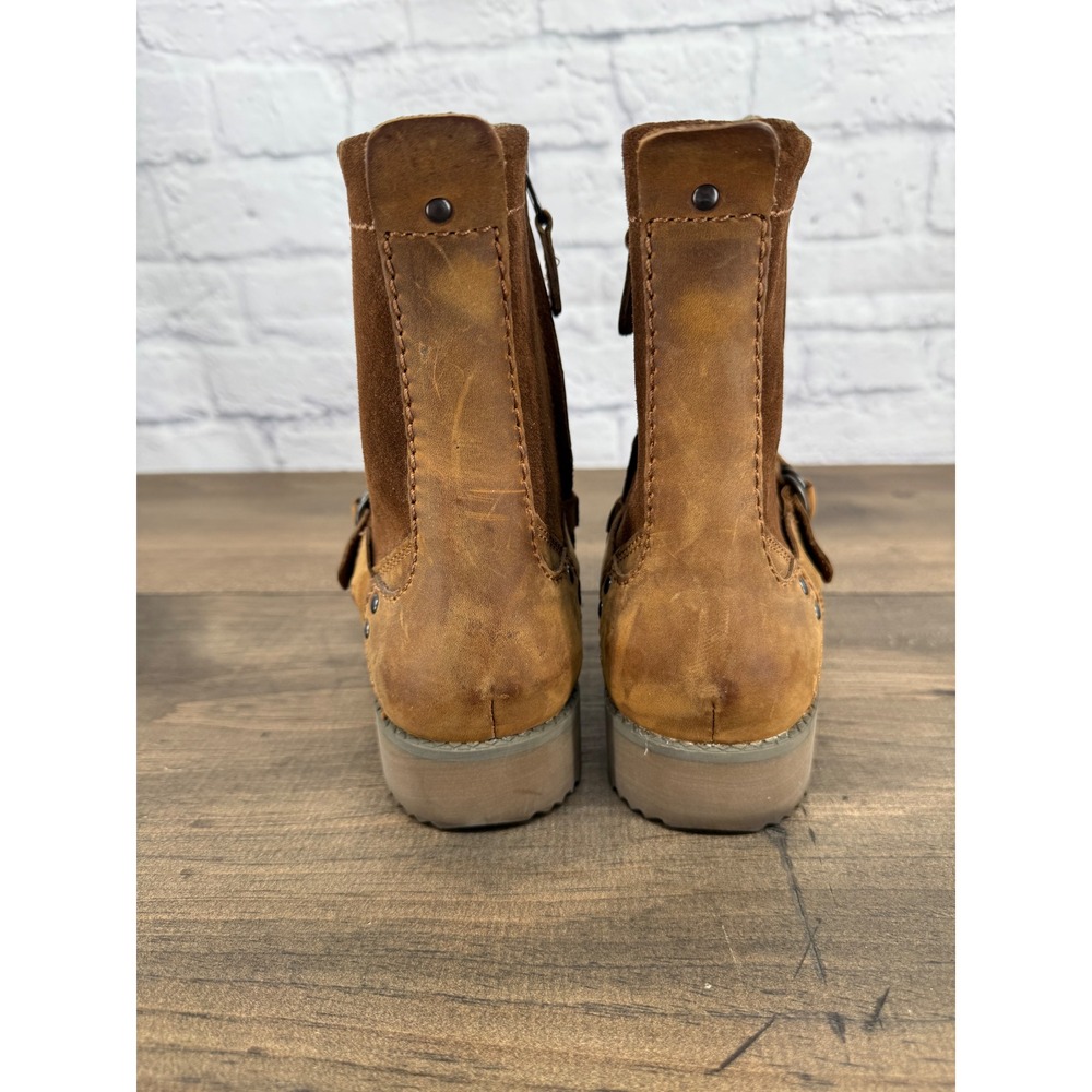 Eddie Bauer Women's Covey Leather Ankle Boots Brown Waterproof Zip‎ Moto Size 9 - Picture 9 of 15